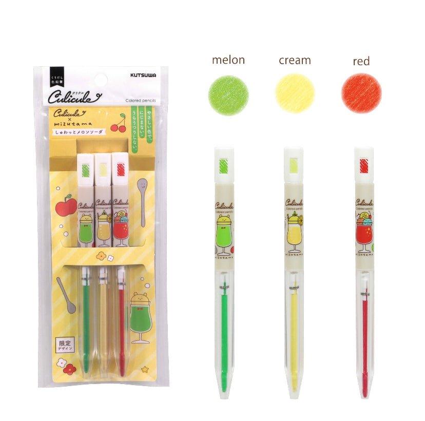 KUTSUWA x MIZUTAMA rotating color pencil cute illustration three-color set
