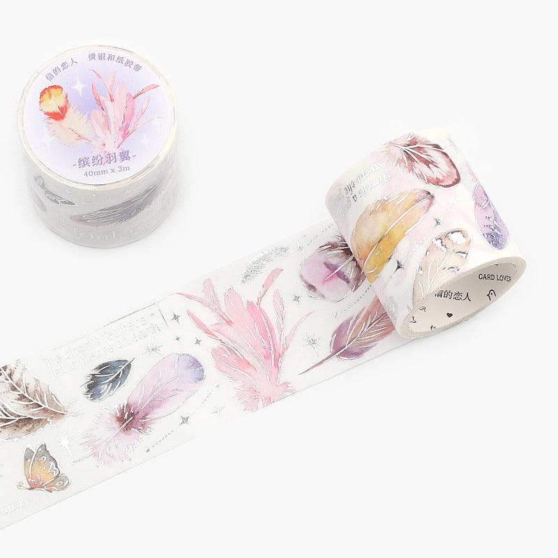 Lovers of Letters and Paper Tape All Things Pick Up Series Literary Hot Silver Feather Plant Pocket Paper Tape Pocket Decoration - CHL-STORE 