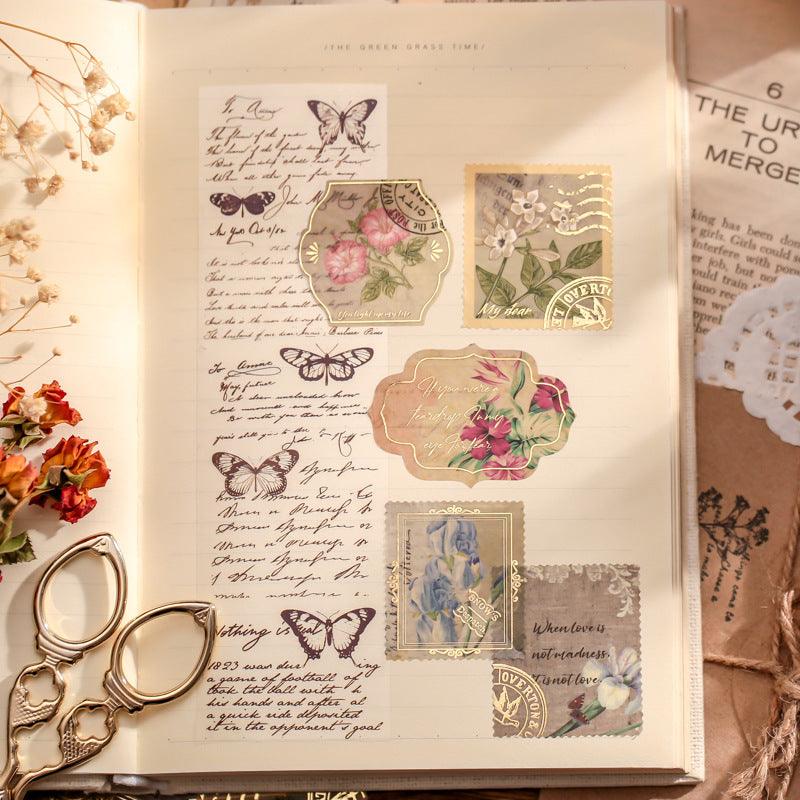 Page Title: Vintage Bullet Journal Flower Sticker Set - 100 Unique Stickers  for Scrapbooking & Card Decoration