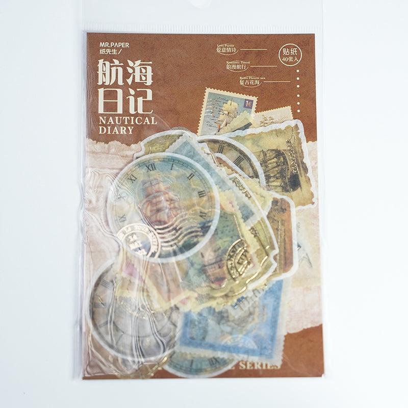 Mr. Paper and Paper Stamping Sticker Pack Time Post Office Series Light Retro Creative Pocket Small Life Items Cultural and Creative Items - CHL-STORE 