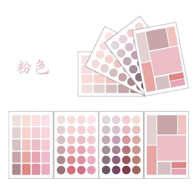 मल्टीफंक्शनल कलर लेबल स्टिकर जापानी और कोरियाई हैंडबुक कलर लेबल स्टिकर सजावटी स्टिकर राउंड स्क्वायर मार्कर इंडेक्स स्टिकर मटेरियल स्टिकर सेट