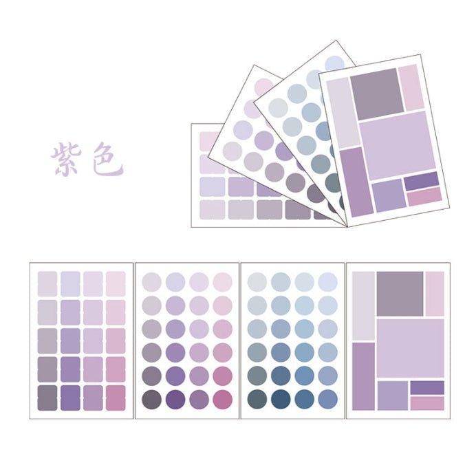 मल्टीफंक्शनल कलर लेबल स्टिकर जापानी और कोरियाई हैंडबुक कलर लेबल स्टिकर सजावटी स्टिकर राउंड स्क्वायर मार्कर इंडेक्स स्टिकर मटेरियल स्टिकर सेट