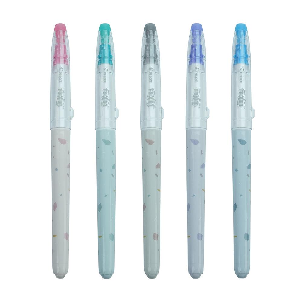 PILOT+Frixion magic eraser color pen, light pink stone texture water grinding limited edition, eraser highlighter pen, pink, blue, green, gray, purple, 5-color set SFC-15 - CHL-STORE 