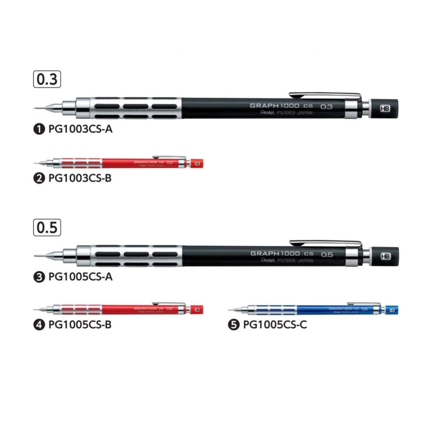 (Pre-Order) PENTEL Graph 1000 CS 0.3mm 0.5mm HB drafting mechanical pencil PG1003CS PG1005CS Z2-1N - CHL-STORE 