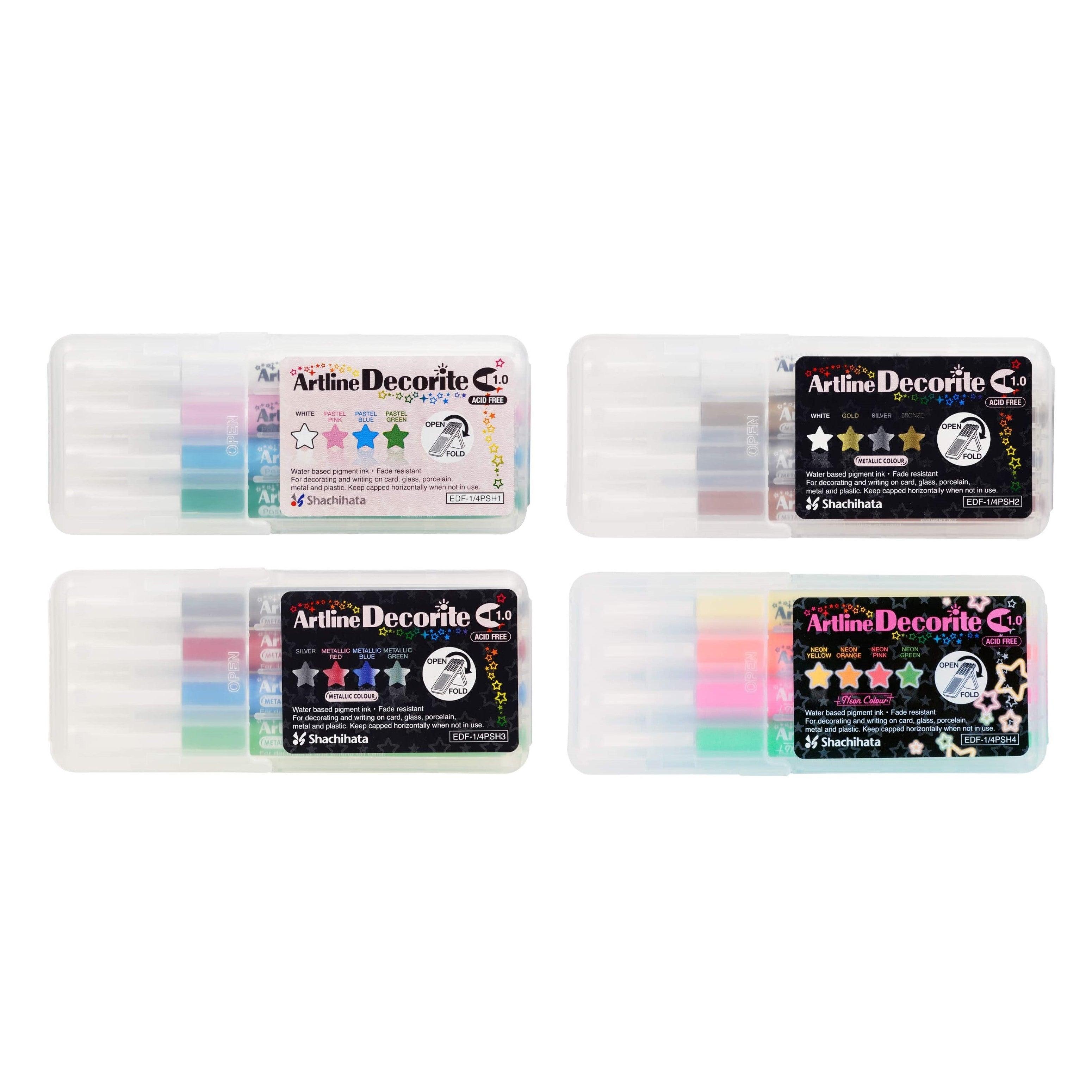 （予約注文）Shachihata Artline 1mm Deco Light Round 1 4 Color Set EDF-1/4PSH