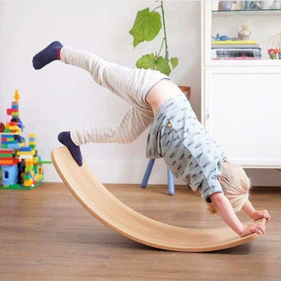 Puzzle sensory integration training sports balance wooden curved board-balance seesaw balance sense training indoor multi-function board children's curved board shake toys - CHL-STORE 
