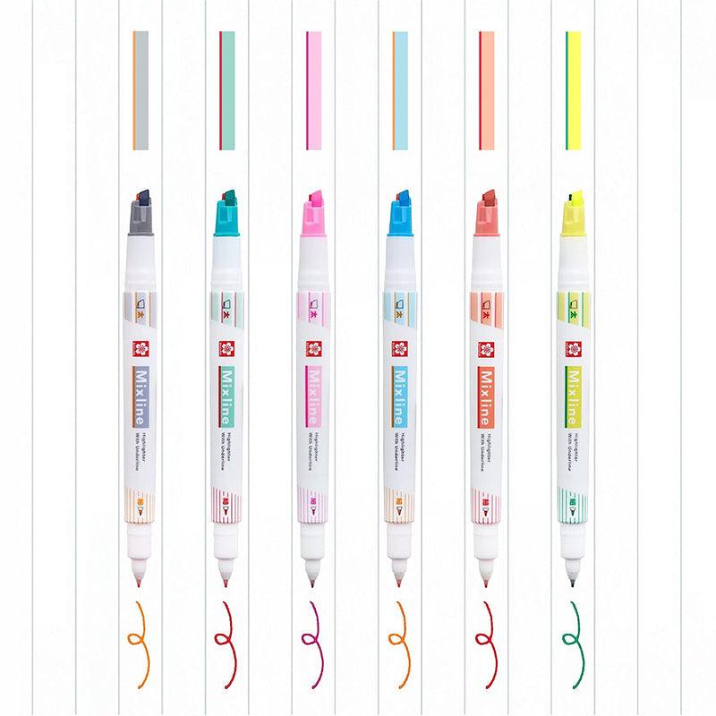 Sakura Mixline Two-color Underline Highlighter Double-ended Marker Vuk-T Highlight Notes Underline - CHL-STORE 