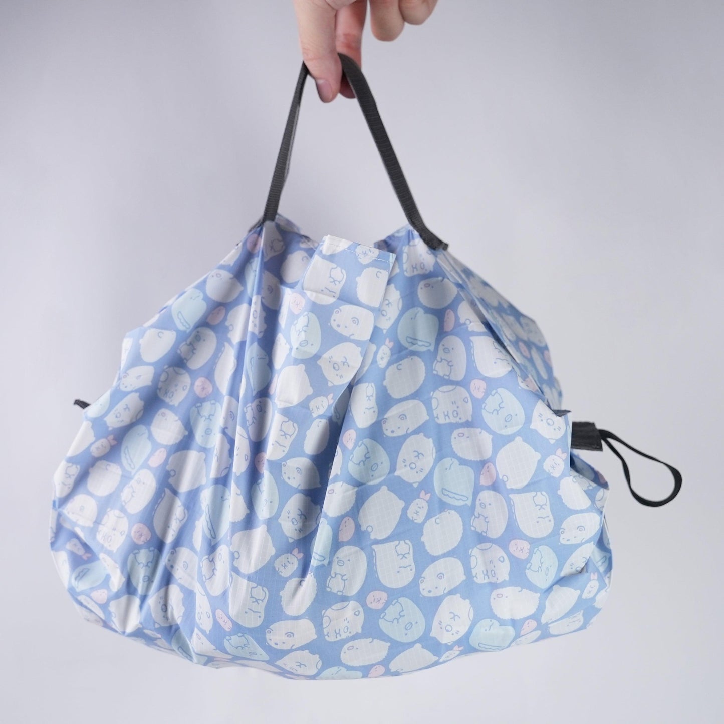 San-X Sumikko Gurashi Spat Foldable Carry Reusable Shopping Bag Joint Rilakkuma Brown Khaki Sumikko Gurashi Water Blue S Size - CHL-STORE 