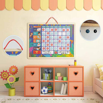 Self-discipline growth learning small red flower magnetic reward stickers plan record sheet wall stickers jigsaw puzzle growth behavior records children enlightenment education life training children cognition - CHL-STORE 