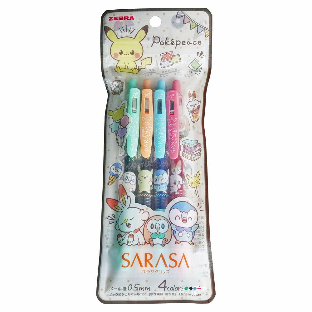 SHOWA NOTE X ZEBRA SARASA 0.5MM Gel Pen 4 Color Set Pikachu Doraemon Set - CHL-STORE 