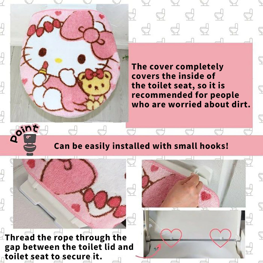 Sanrio toilet seat cover and floor mat 2-piece set Hello Kitty Cinnamoroll mat anti-slip carpet home cute warm