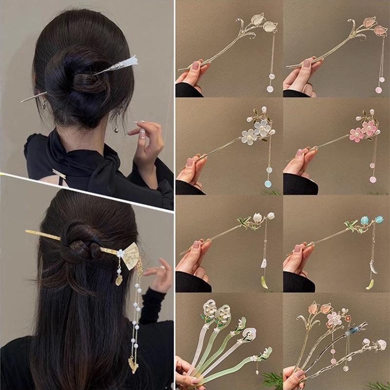 Super fairy ancient style high-end hairpin pendant step shaking hairpin Chinese style flower hair accessories design hairpin ancient style - CHL-STORE 