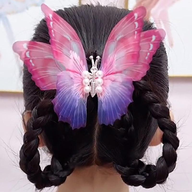 Temperament Pearl Symphony Spreading Wings Butterfly Hair Clip Pink Purple Blue Pink Purple Gradient Prom Hair Accessories Cosplay Cosplay - CHL-STORE 
