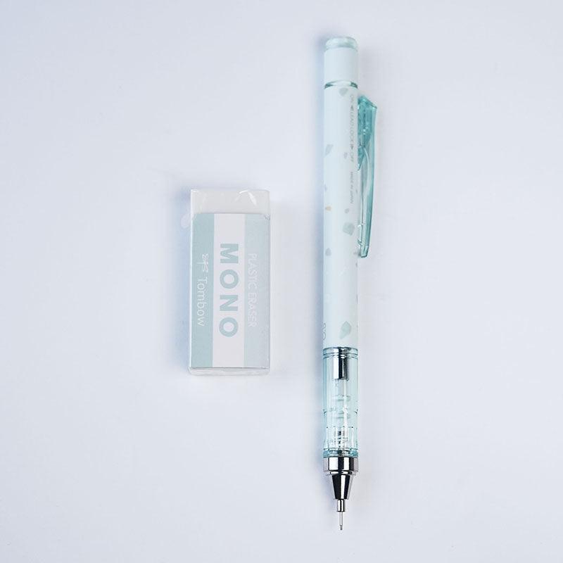TOMBOW graph terrazzo series combination 0.5mm mechanical pencil + MONO eraser, a total of 5 types, blue gray green pink purple PPB-232 - CHL-STORE 