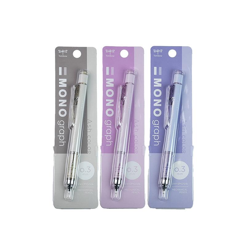 TOMBOW MONO graph Misty Gray Limited 0.5mm 0.3mm Mechanical Pencil + Eraser Japan Limited Edition Taupe Sage Green Iron Gray Lavender Purple - CHL-STORE 