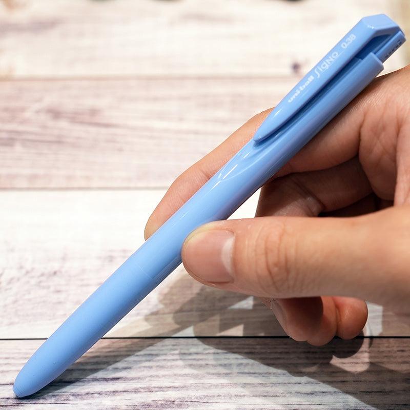 Blue Ink Gel Pen with Unique Angle Design and Rubber Handshake