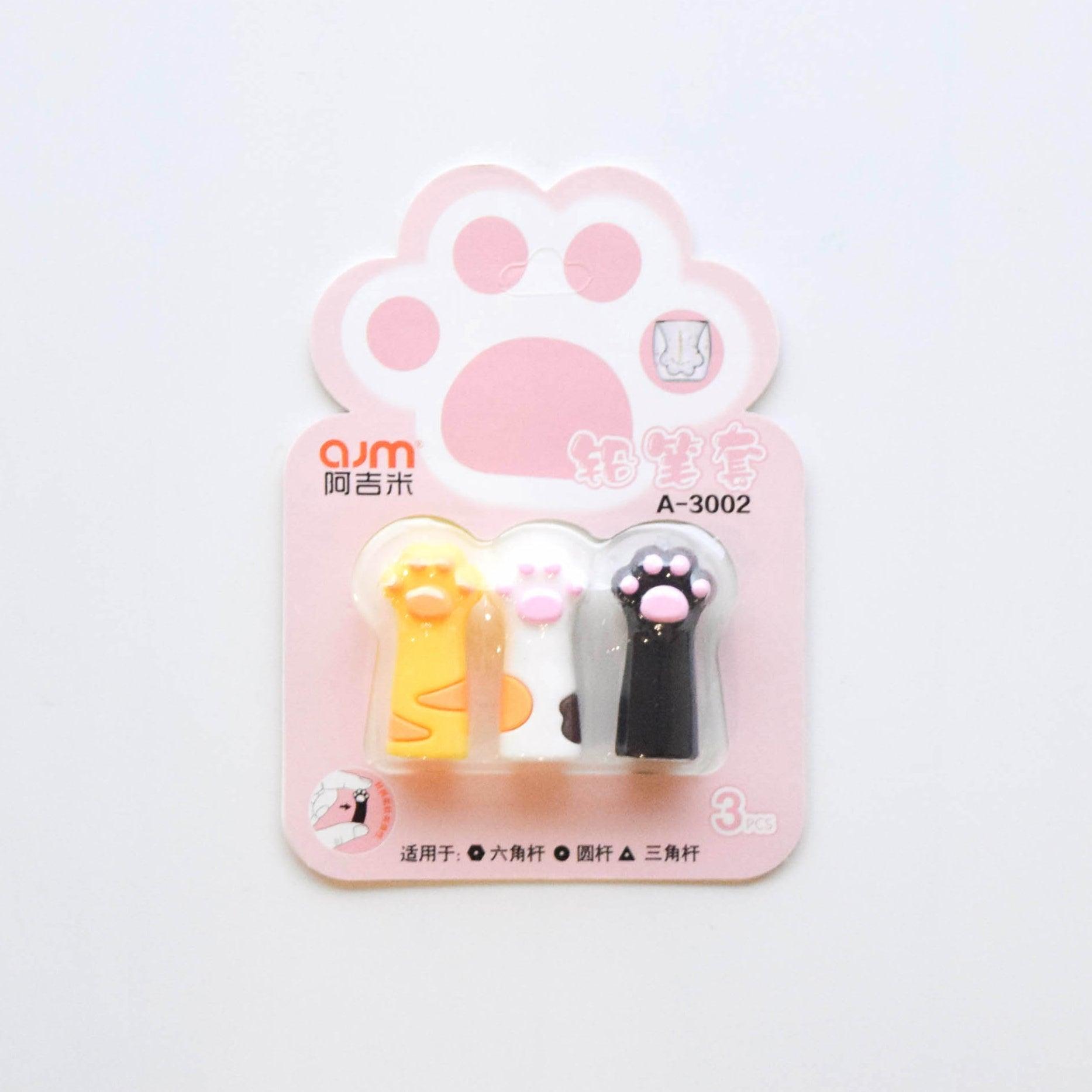 Ajimi cute cat paw shape soft glue children's pencil cap pen three-in-one mixed NP-010003 - CHL-STORE 