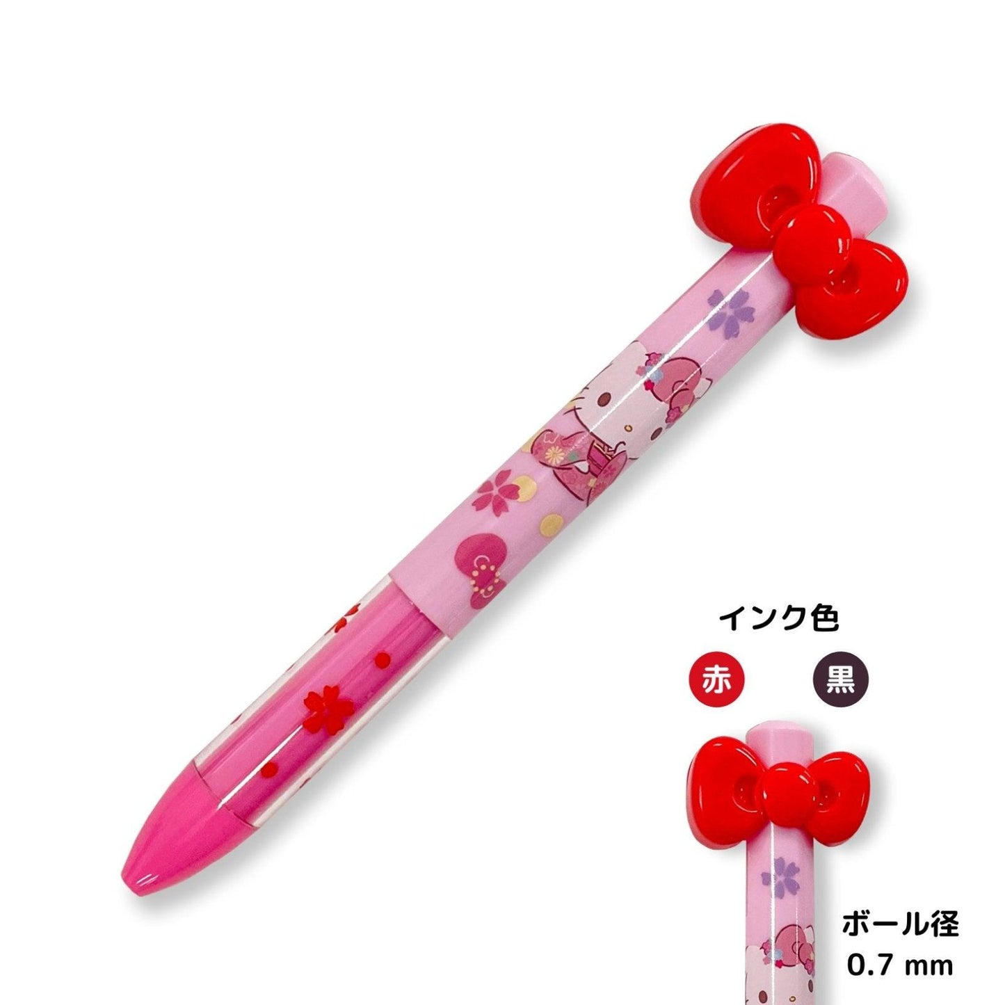 2x Hello Kitty Pens Blue Ink Sanrio Cute Pink Gift Clicker Flower Bow  Purple New