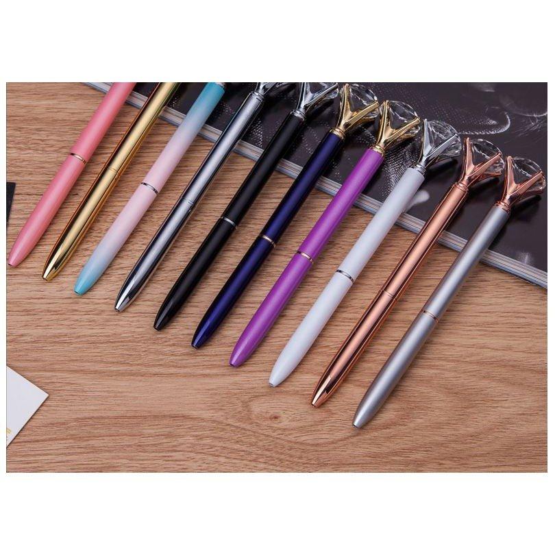 Bullet Type 1.0MM Shiny Diamond Button Crystal Pen Crystal Pen Ballpoint Pen Bullet Type Ballpoint Pen Ballpoint Pen With Transparent Pen Case NP-HTNQI-203 - CHL-STORE 