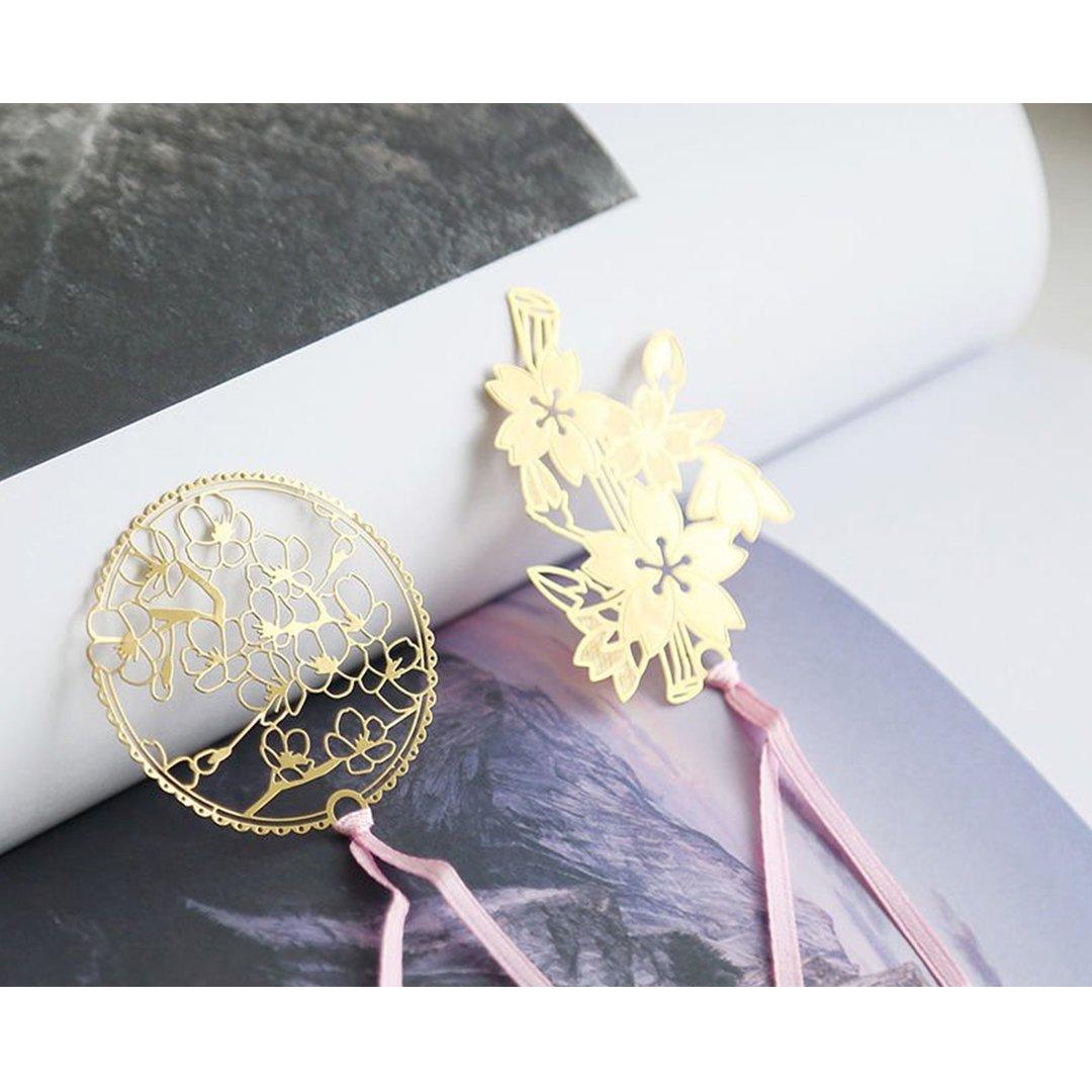 Cherry Blossom Series Metal Hollow Bookmarks Cherry Blossom Bookmarks Metal Bookmarks Gold Bookmarks Classic Bookmarks Retro Bookmarks Sakura Bookmarks Japanese Style Spring NP-HEZQI-906 - CHL-STORE 