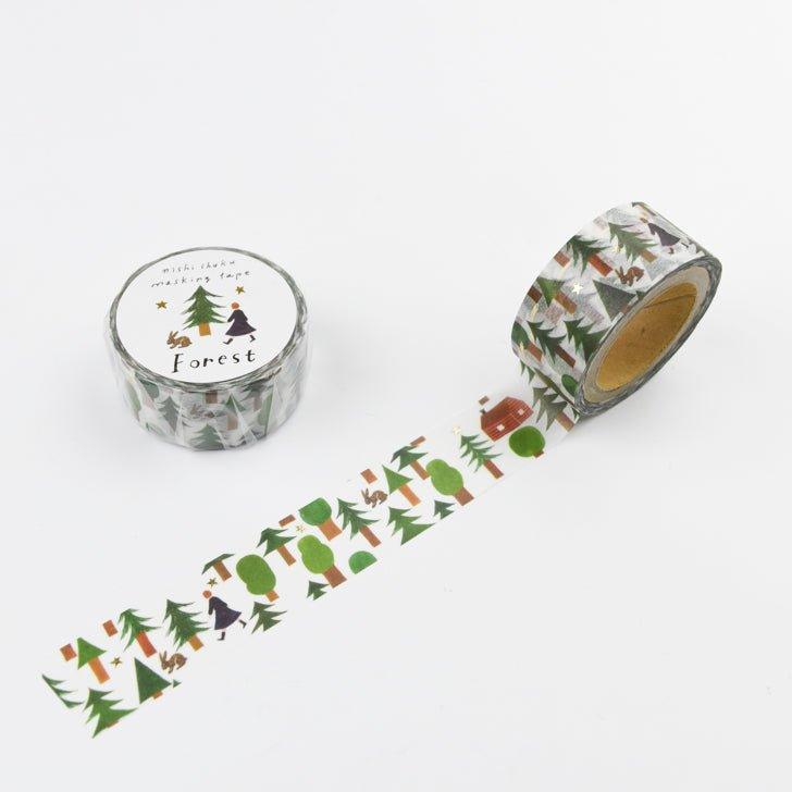 Cozyca products NO.22-636 FOREST Forest Japanese gold foil and paper tape Gold foil paper tape Decorative paper tape Japanese popular illustrator Nishi Shuku - CHL-STORE 