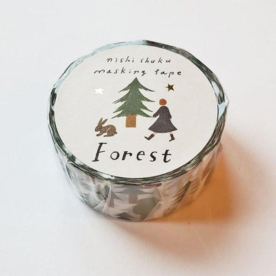Cozyca products NO.22-636 FOREST Forest Japanese gold foil and paper tape Gold foil paper tape Decorative paper tape Japanese popular illustrator Nishi Shuku - CHL-STORE 