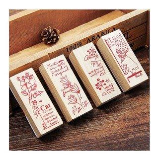 Creative Fresh Garden Flowers Line English Wooden Seal Hand Account Diy Decoration Hand Book Seal Wooden Seal NP-H7TAY-928 - CHL-STORE 
