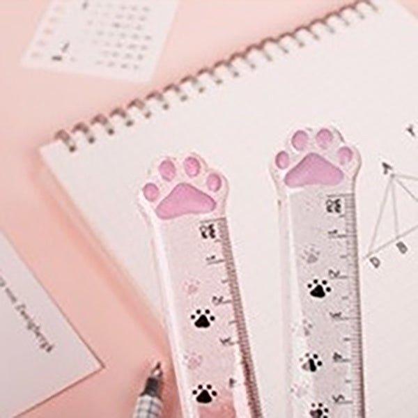 Cute cat scratching ruler cat palm shape shiny shape transparent ruler plastic ruler scale 15cm - CHL-STORE 