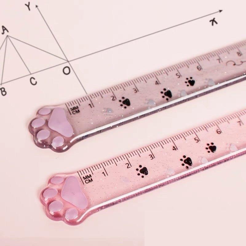 Cute cat scratching ruler cat palm shape shiny shape transparent ruler plastic ruler scale 15cm - CHL-STORE 