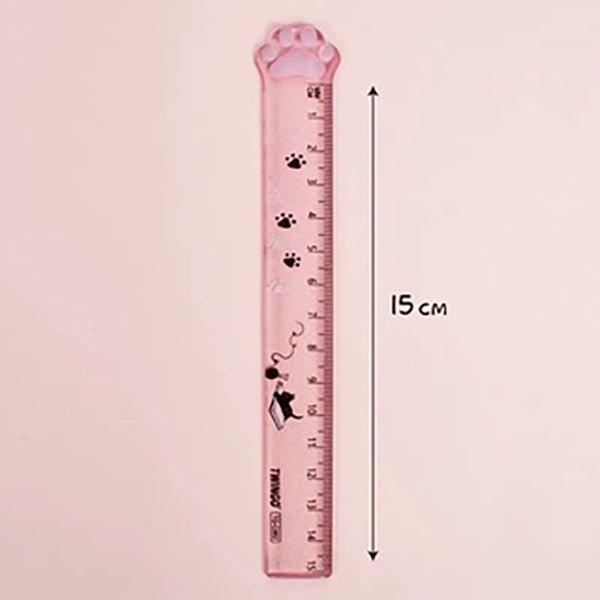 Cat Paw Shiny Transparent Ruler - Adorable Feline Stationery – CHL-STORE