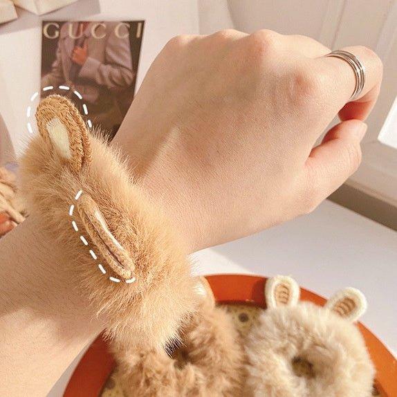CHUNLUNG/ CHL-STORE Cute Knitted Plush Hair Ring - Soft Girl Hair Accessories Beige Antlers