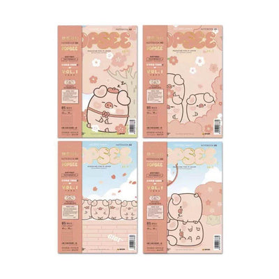 Cute original Jiji pig cherry blossom series wireless binding notebook B5 horizontal line notebook random shipment - CHL-STORE 
