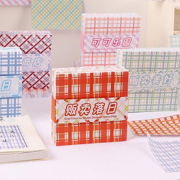 Cute plaid notes Plaid pattern Grid drive to series Decorative notes DIY hand account decoration NP-000122 - CHL-STORE 