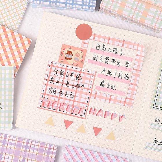 Cute plaid notes Plaid pattern Grid drive to series Decorative notes DIY hand account decoration NP-000122 - CHL-STORE 