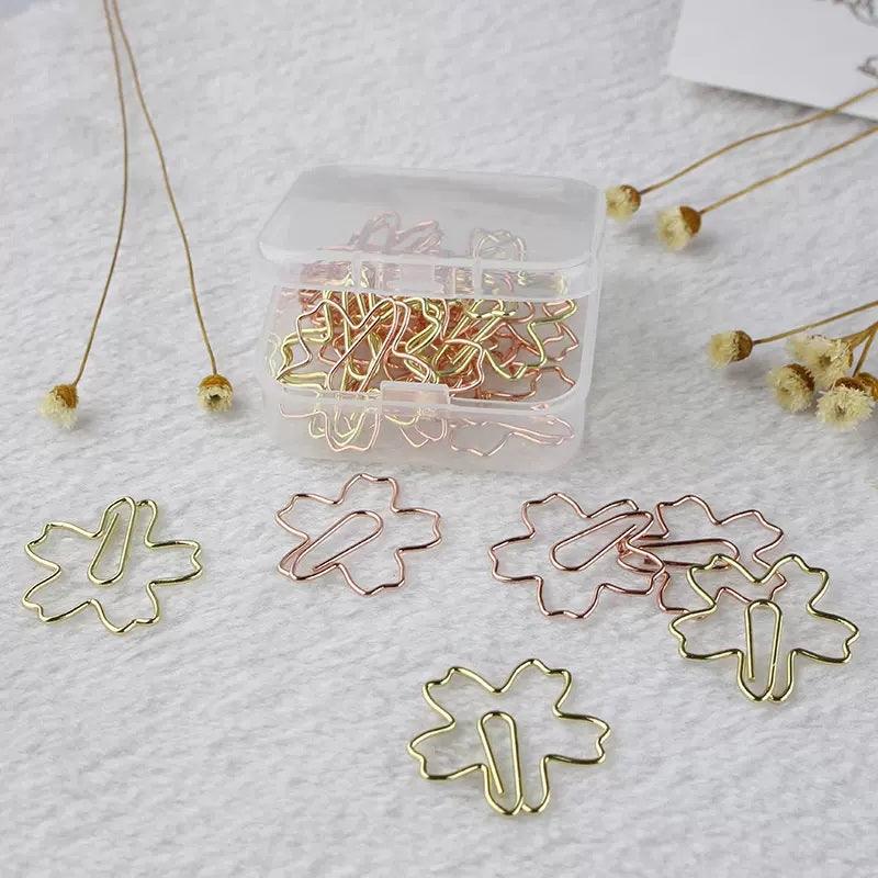 Cute shape metal paper clip, cherry blossom shape paper clip, rose flower shape paper clip, boxed paper clip - CHL-STORE 