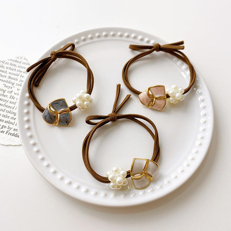 ELEGANT QUALITIES DOUBLE LAYER HAIR RING WITH PEARLS AND CLOVER FLOWER AC-000019 - CHL-STORE 