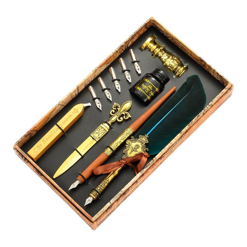 European Quill Pen Dip Pen Letter Opener Metal Stamp Wenqing Set NP-010002 - CHL-STORE 