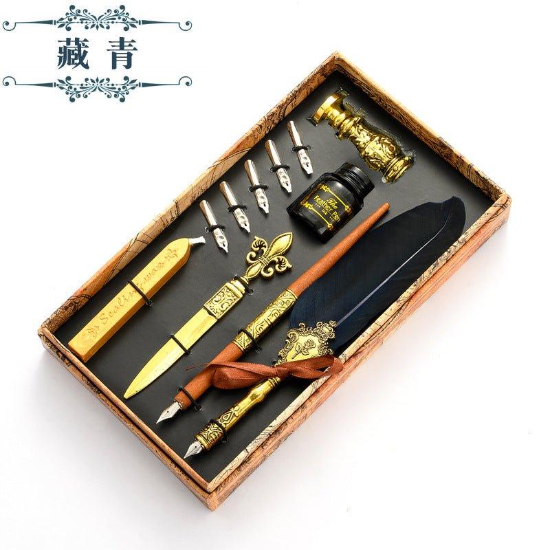 Vintage Calligraphy Set 'The Art of Writing' Includes Quill, Ink, Stamps,  Wax