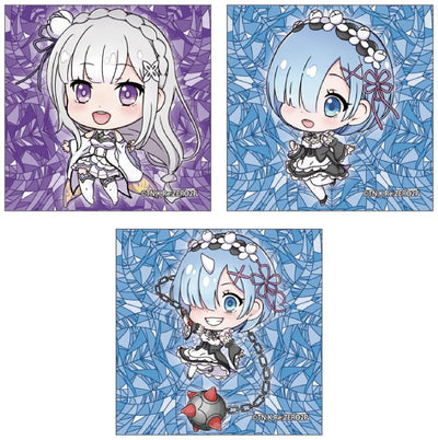 GRANUP 45806078686 Re:Zero-Starting Life in Another World Joint Q Edition Emilia Rem Square Badge - CHL-STORE 