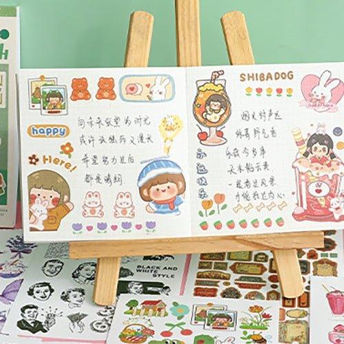 Impression World Series Retro Handbook Stickers Book Handbook Stickers Retro Small Stickers DIY Material Stickers 50 Sheets - CHL-STORE 