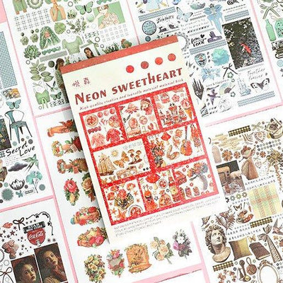 Impression World Series Retro Handbook Stickers Book Handbook Stickers Retro Small Stickers DIY Material Stickers 50 Sheets - CHL-STORE 