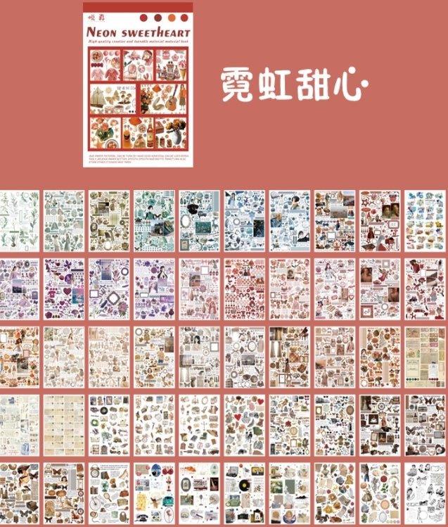 Impression World Series Retro Handbook Stickers Book Handbook Stickers Retro Small Stickers DIY Material Stickers 50 Sheets - CHL-STORE 