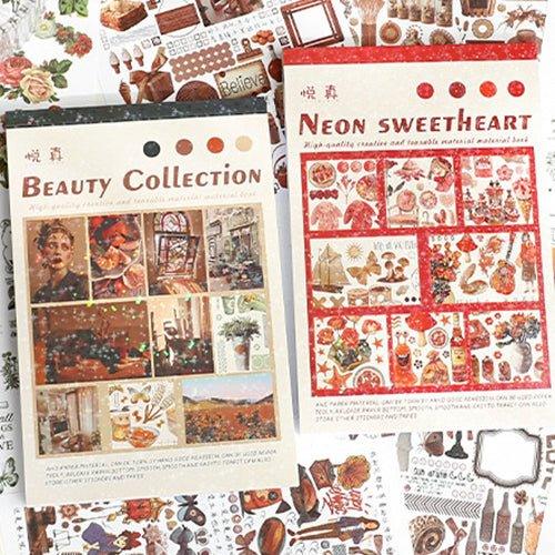 Impression World Series Retro Handbook Stickers Book Handbook Stickers Retro Small Stickers DIY Material Stickers 50 Sheets - CHL-STORE 