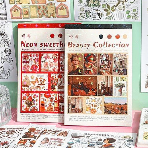 Impression World Series Retro Handbook Stickers Book Handbook Stickers Retro Small Stickers DIY Material Stickers 50 Sheets - CHL-STORE 