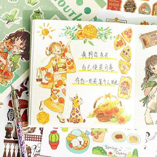 Impression World Series Retro Handbook Stickers Book Handbook Stickers Retro Small Stickers DIY Material Stickers 50 Sheets - CHL-STORE 