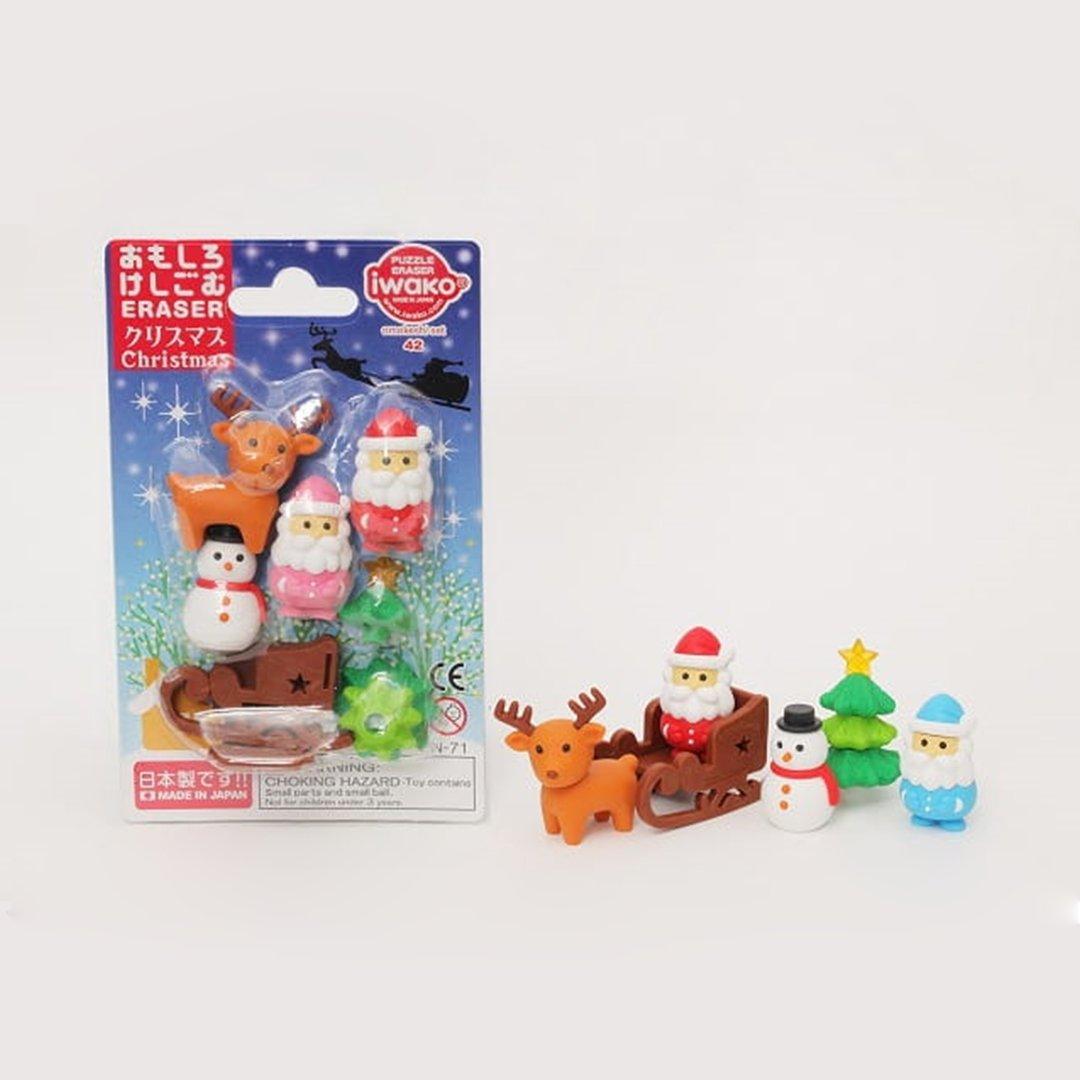IWAKO ER-SAN001-A Christmas Santa Claus Series Creative Modeling Eraser Wipe Sled Santa Claus Random Shipment - CHL-STORE 