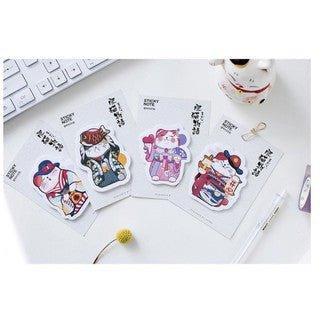 Japanese Style Fat Cat Story Funny and Cute Hand-painted Lucky Cat Notes Sticky Notes Random Shippment NP-H7TAY-0318 - CHL-STORE 