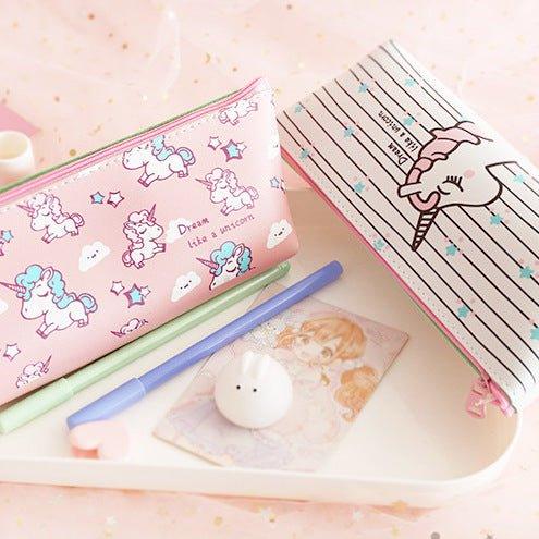 Japanese Style Sweet and Cute Unicorn Pencil Case Girly Style Pencil Case PU Pencil Case NP-020032 - CHL-STORE 