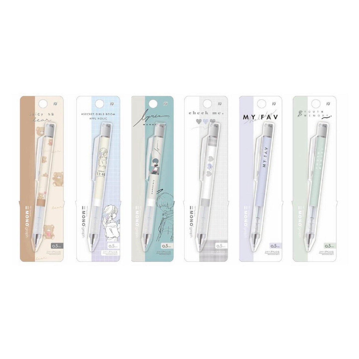 KAMIO x TOMBOW 20217 Japanese Gentle Color Girl Teddy Bear Heart Plaid Cursive 0.5MM Automatic Pencil Automatic Pen - CHL-STORE 