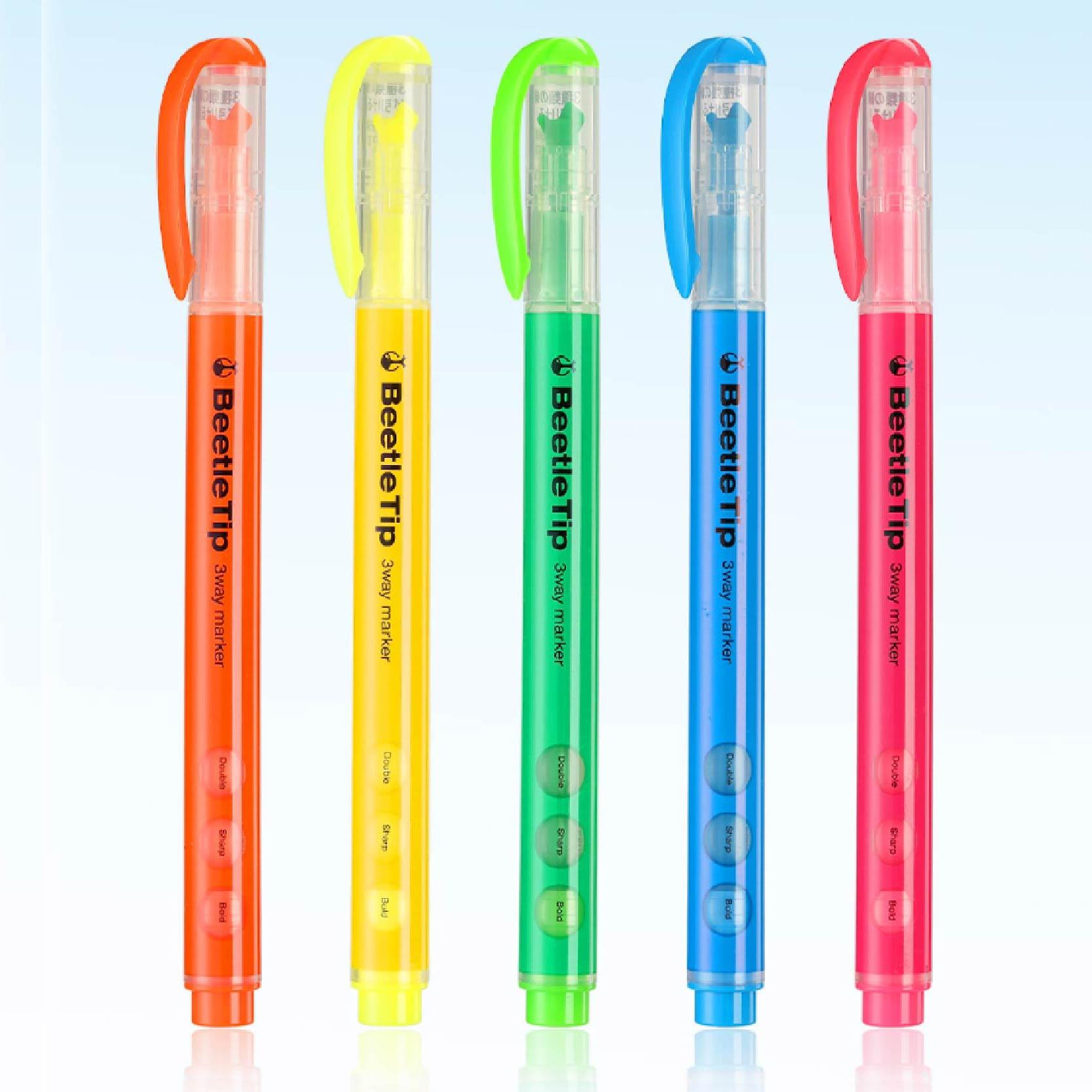 KOKUYO PM-L301-5S BeetleTip beetle highlighter 3 functions multi-angle 5 color set - CHL-STORE 